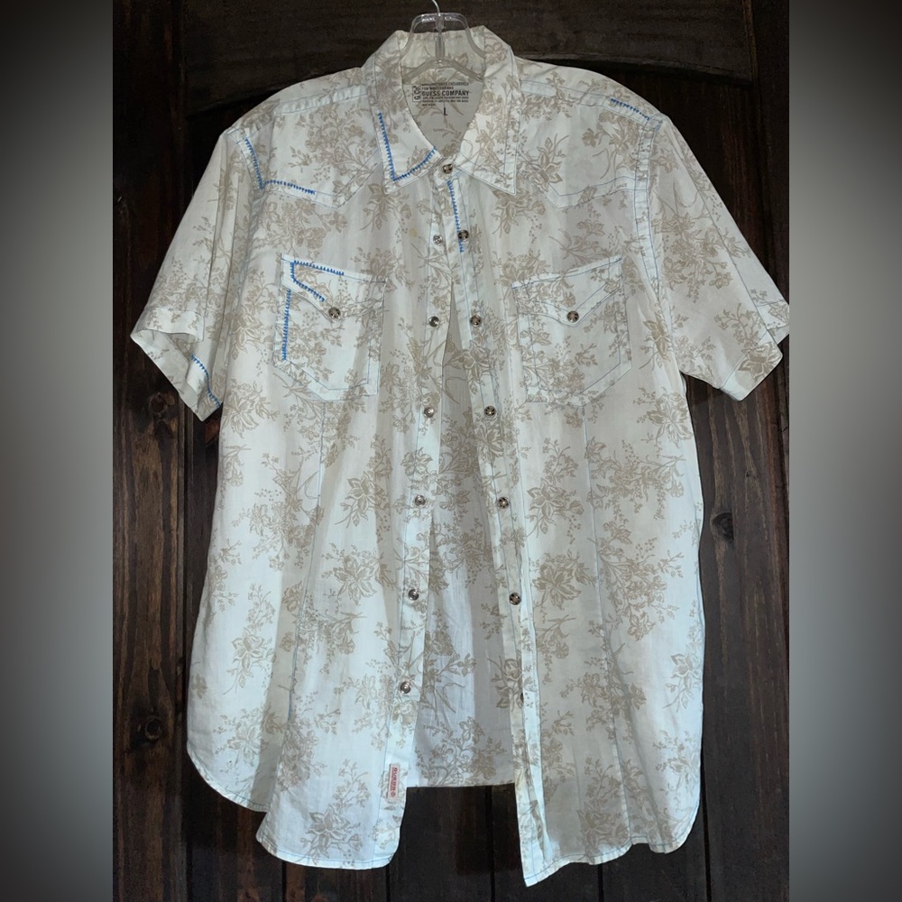 Guess Cream Floral Men's Button Down Shirt
